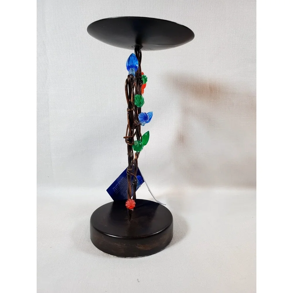 Barbwired Cactus Pillar Candle Holder, Colored Bulb Lights Southwest Décor ● NEW